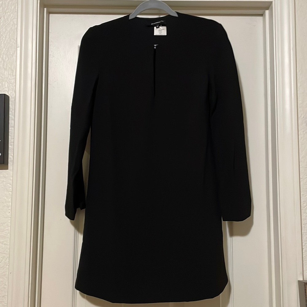 Long Black Olivaceous Peephole Neckline Dress- M